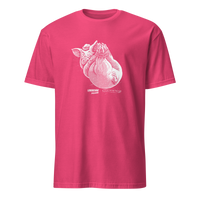 T-shirt noir LAVARENNE visuel gravure d'un cochon ficelé à l'air malicieux — détail du visuel